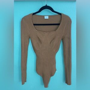 Abercrombie & Fitch Camel Ribbed Bodysuit